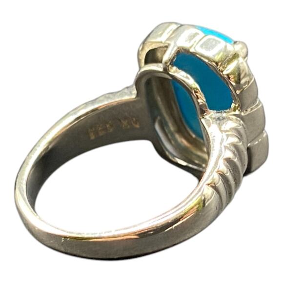 DK 925 Sterling Silver Ring Turquoise Blue Prong Set Semi-precious Stone Size 6 - Picture 4 of 11